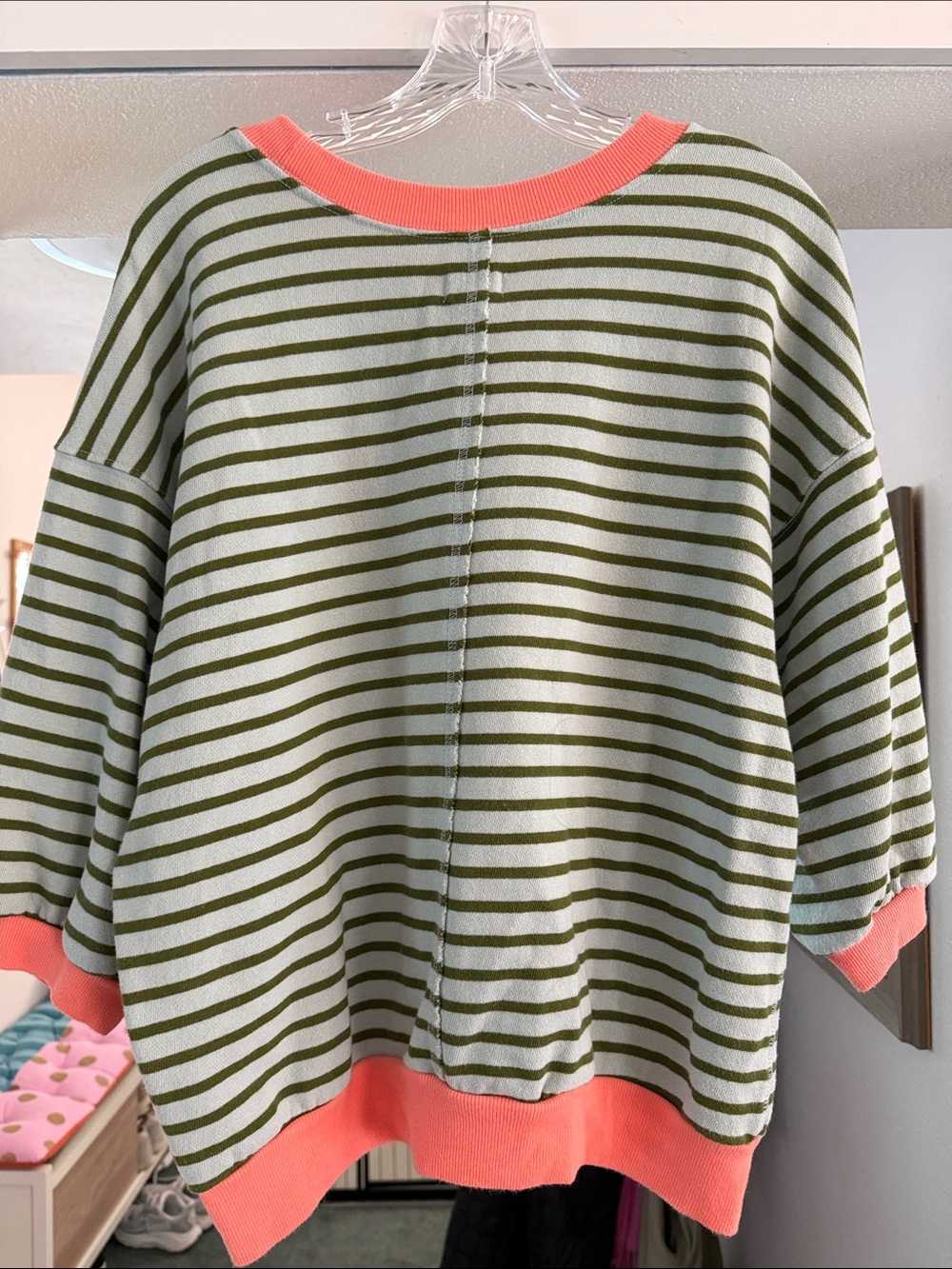 Anthropologie Striped Sweatshirt with Coral Trim - Picture 2 of 4
